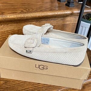 UGG Cream Perforated Loafers with Buckle